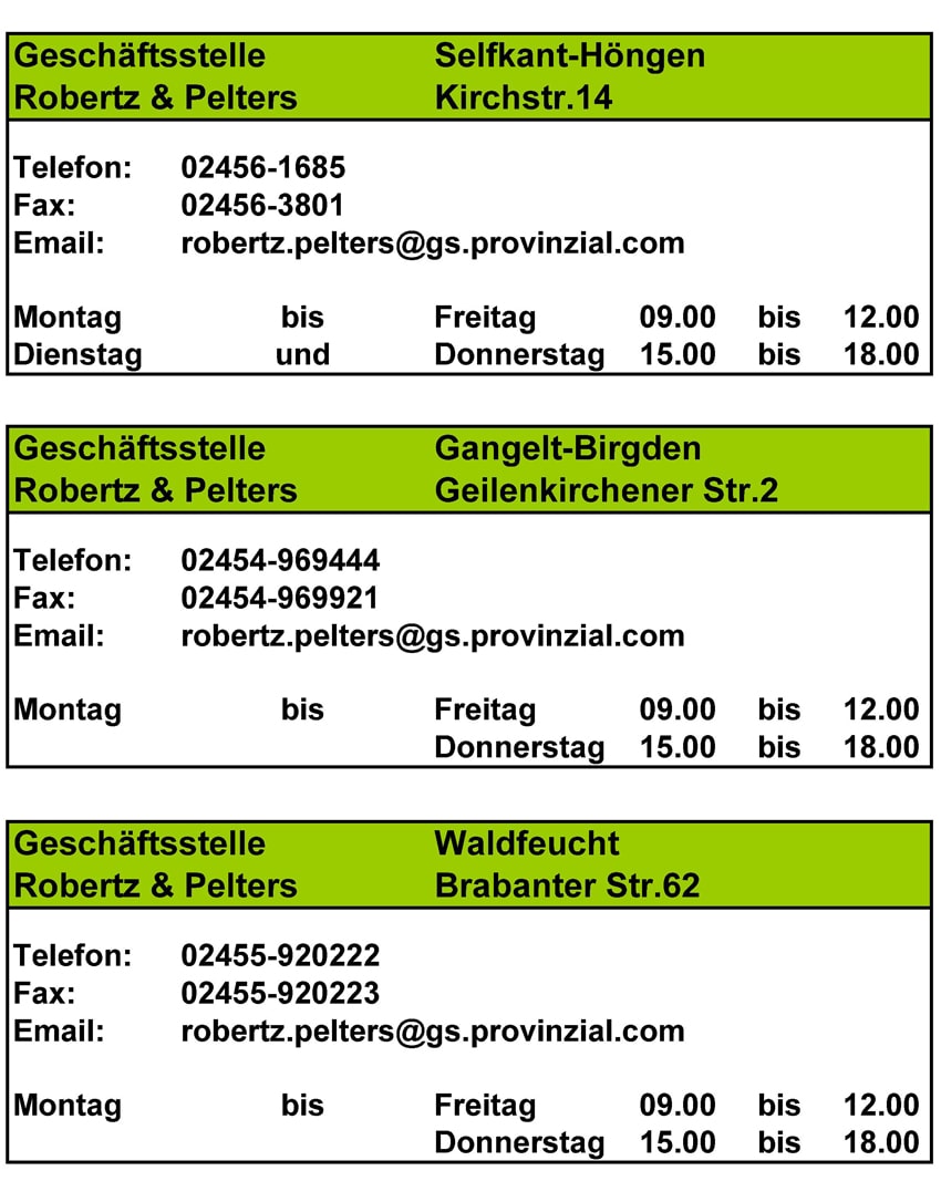Robertz Pelters Ohg Versicherung In Selfkant Provinzial Rheinland